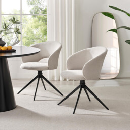 2x Anika Cream Fabric Swivel Dining Chairs - thumbnail 1