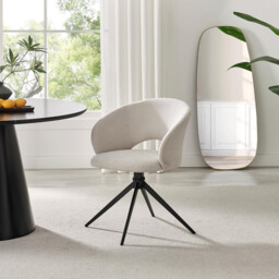 2x Anika Cream Fabric Swivel Dining Chairs - thumbnail 2