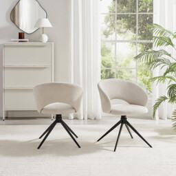 2x Anika Cream Fabric Swivel Dining Chairs - thumbnail 4