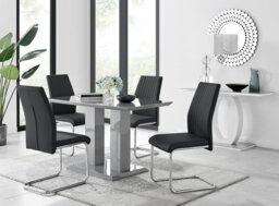 Imperia 4 Modern Grey High Gloss Dining Table And 4 Stylish Lorenzo Chrome Dining Chairs Set - thumbnail 1