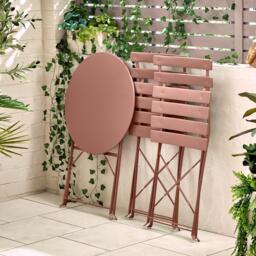 Furniturebox Cabo 2 Seat Garden Bistro Set, Metal in Pink - Size: 42x81x51 cm - thumbnail 6