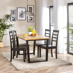Cotswold Wooden Dining Table & 4 Whitby Black Dining Chairs - thumbnail 1