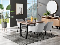 Kylo Brown Wood Effect Dining Table & 4 Calla Black Leg Chairs