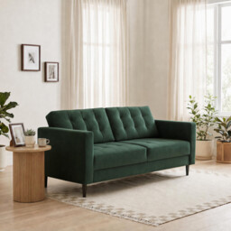 Jolene Emerald Green Velvet 3 Seater Sofa - thumbnail 1