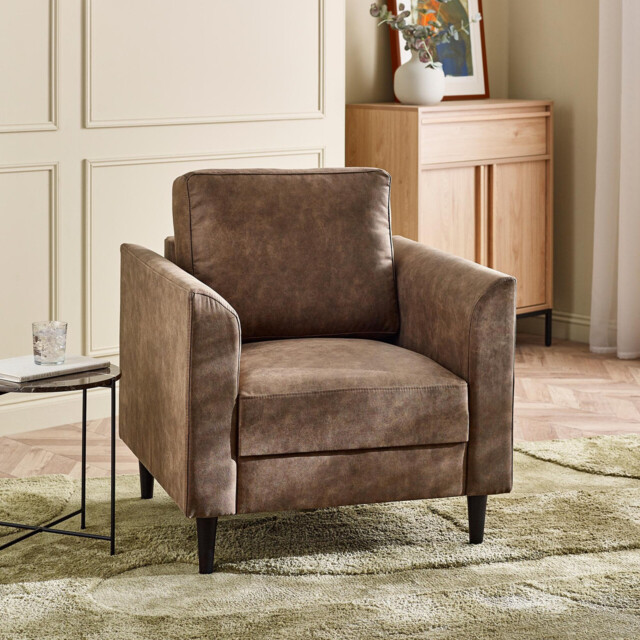 Logan Brown Faux Leather Armchair - image 1