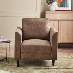 Logan Brown Faux Leather Armchair - thumbnail 2
