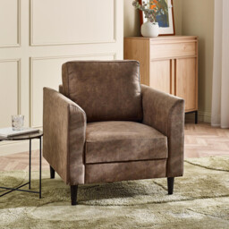 Logan Brown Faux Leather Armchair - thumbnail 1