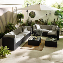 Orlando Black Rattan & Grey 8 Seat Modular Garden Sofa - thumbnail 2