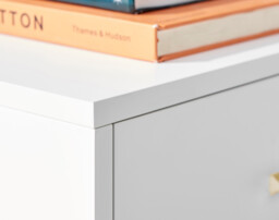 Taylor 2 Drawer White Bedside Table Gold Handles - thumbnail 3