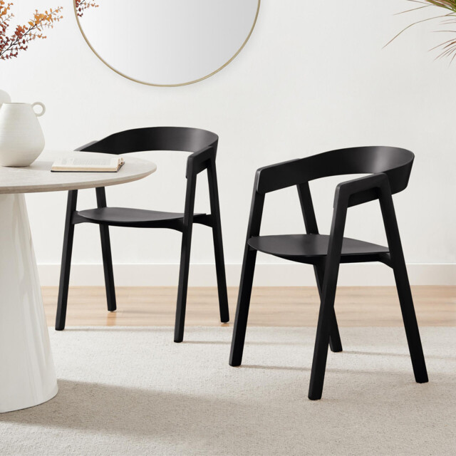 2x Masa Black Solid Wood Dining Chairs - image 1