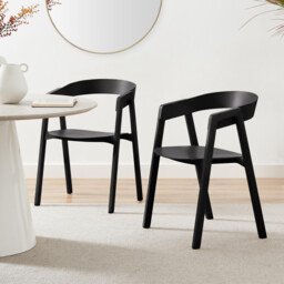 2x Masa Black Solid Wood Dining Chairs - thumbnail 1