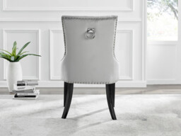 2x Belgravia Grey Velvet Knockerback Dining Chairs Black Legs - thumbnail 4