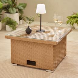 Furniturebox Orlando Rising Garden Coffee to Dining Table, Rattan in Beige - Size: 75x70x75 cm