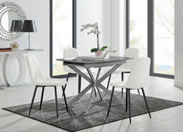 Lira 100cm Grey Metal Extending Dining Table & 4 Corona Black Leg Chairs - thumbnail 4