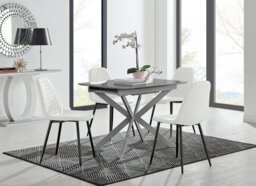 Lira 100cm Grey Metal Extending Dining Table & 4 Corona Black Leg Chairs - thumbnail 1