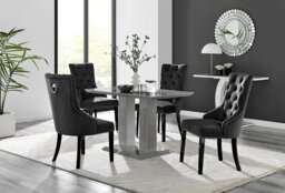 Imperia 4 Grey Dining Table and 4 Belgravia Black Leg Chairs
