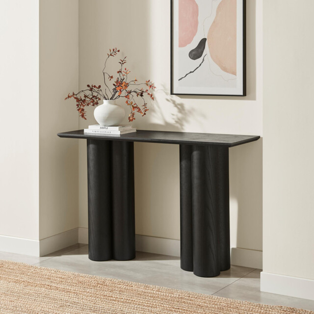 Sutton Black Veneer Wood Console Table - image 1
