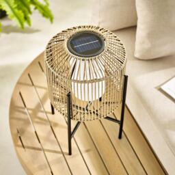 Furniturebox Fiji Solar Outdoor Lantern, Rattan in Brown - Size: 23.5x38.5x23.5 cm - thumbnail 2