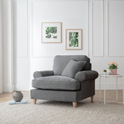 Elsie Luxury Charcoal Grey Velvet Armchair - thumbnail 1