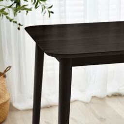 Lynton Large Black Wooden Dining Table & 2 Benches - thumbnail 4