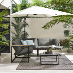 Hydra Black Metal & Grey 5 Seat Garden Corner Sofa Set - thumbnail 2