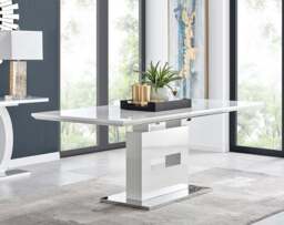 Furniturebox Arezzo Large Extending Dining Table and 6 Lorenzo Chairs, Faux Leather in Grey - Size: 44x97x59 cm - thumbnail 5