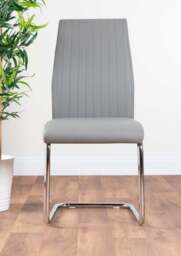 Furniturebox Arezzo Large Extending Dining Table and 6 Lorenzo Chairs, Faux Leather in Grey - Size: 44x97x59 cm - thumbnail 9