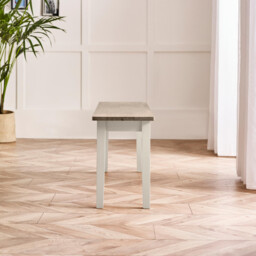 Tenby Whitewashed &Grey Solid Wood Large Dining Bench - thumbnail 3
