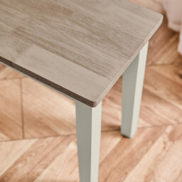 Tenby Whitewashed &Grey Solid Wood Large Dining Bench - thumbnail 4