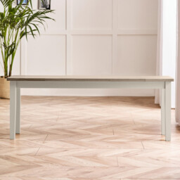 Tenby Whitewashed &Grey Solid Wood Large Dining Bench - thumbnail 2