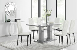 Imperia 6 Grey Dining Table and 6 Milan Black Leg Chairs - thumbnail 2