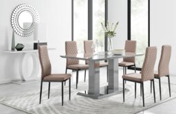 Imperia 6 Grey Dining Table and 6 Milan Black Leg Chairs - thumbnail 1