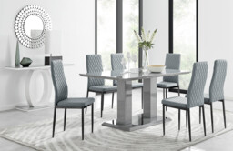 Imperia 6 Grey Dining Table and 6 Milan Black Leg Chairs - thumbnail 3
