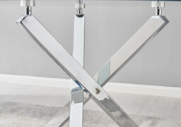 Selina Round Glass and Silver Square Leg Metal 4 Seater Dining Table - thumbnail 4