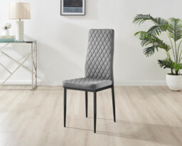 4x Milan Grey Hatched Velvet Dining Chairs Black Legs - thumbnail 3