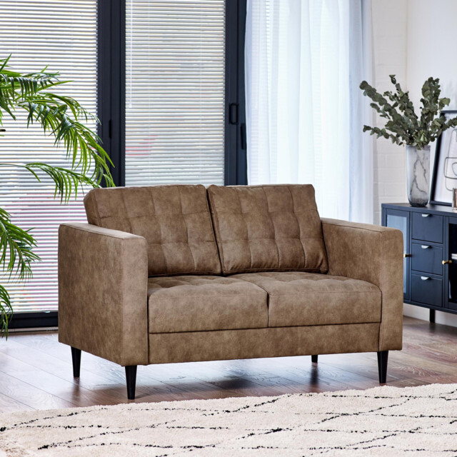 Jolene Brown Faux Leather 2 Seater Sofa - image 1