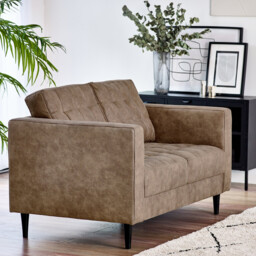 Jolene Brown Faux Leather 2 Seater Sofa - thumbnail 2