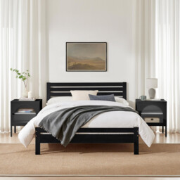 Declan Dark Grey Solid Pine Double Bed Frame - thumbnail 2