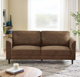 Logan Brown Faux Leather 3 Seater Sofa - thumbnail 2