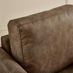 Logan Brown Faux Leather 3 Seater Sofa - thumbnail 4