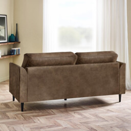 Logan Brown Faux Leather 3 Seater Sofa - thumbnail 3