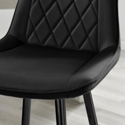 2x Pesaro Black Velvet Counter Stools Black Legs - thumbnail 3
