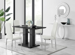 Imperia 4 Modern Black High Gloss Dining Table And 4 Modern Milan Chairs Set - thumbnail 3