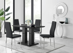 Imperia 4 Modern Black High Gloss Dining Table And 4 Modern Milan Chairs Set - thumbnail 2