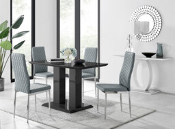 Imperia 4 Modern Black High Gloss Dining Table And 4 Modern Milan Chairs Set - thumbnail 4