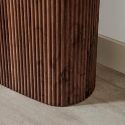 Furniturebox Penrose Round Walnut Wood & Marble Effect Console Table, Engineered Wood in Cream/Walnut - Size: 110x78x40 cm - thumbnail 7