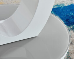 Giovani Round Grey and White High Gloss Glass 4 Seater Dining Table - thumbnail 4
