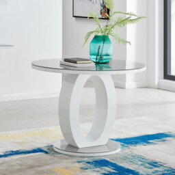 Giovani Round Grey and White High Gloss Glass 4 Seater Dining Table