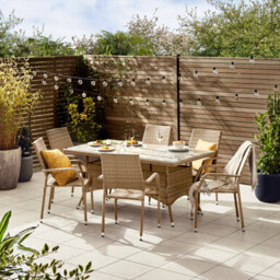 Antigua Beige Rattan 6 Seat Garden Dining Set - thumbnail 1