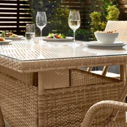 Furniturebox Antigua 6 Seat Garden Dining Set, Rattan in Beige - Size: 90x75x160 cm - thumbnail 4